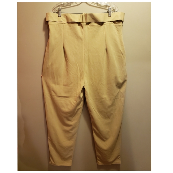 Boohoo Curve Plus Size Creme with Belt Trousers - Picture 3 of 17